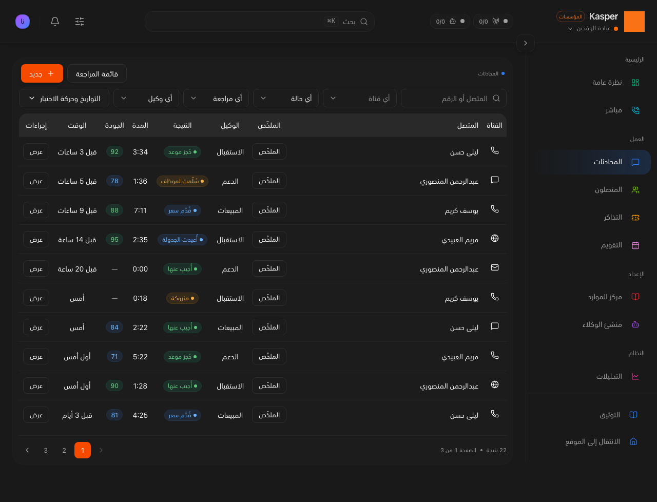 المحادثات